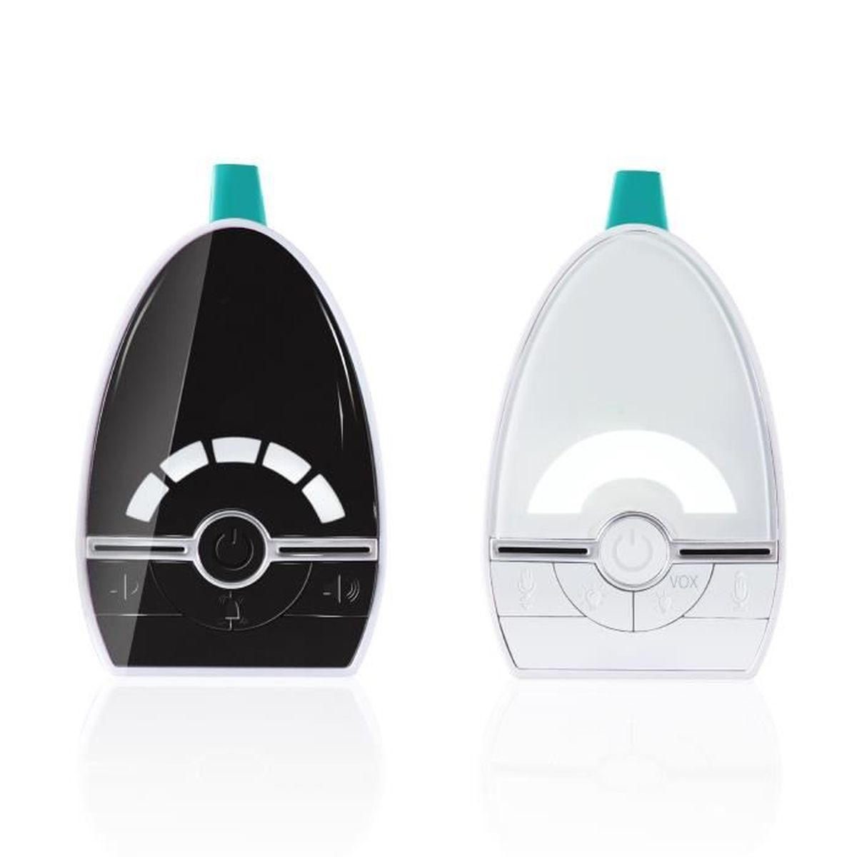 Ein schwarz-weißes Babyphone-Set.