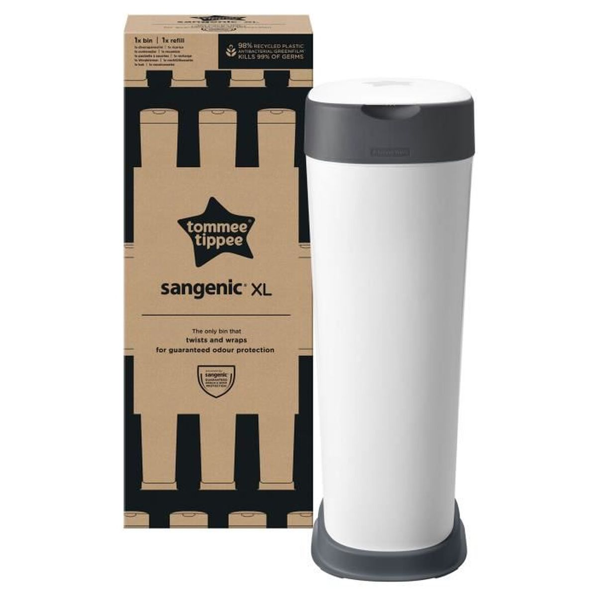 Windelmülleimer XL Click TIPPEE Weiß & TOMMEE Twist