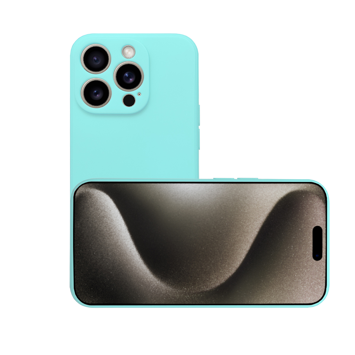 Zwei Telefone, eines blau, eines mit einem Design auf dem Bildschirm.