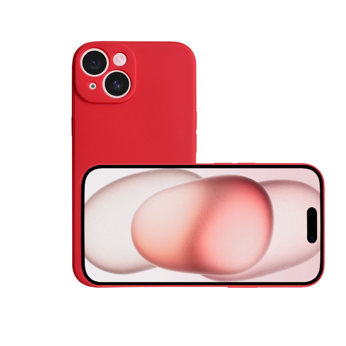 Ein rotes Telefon mit Bildschirmanzeige.