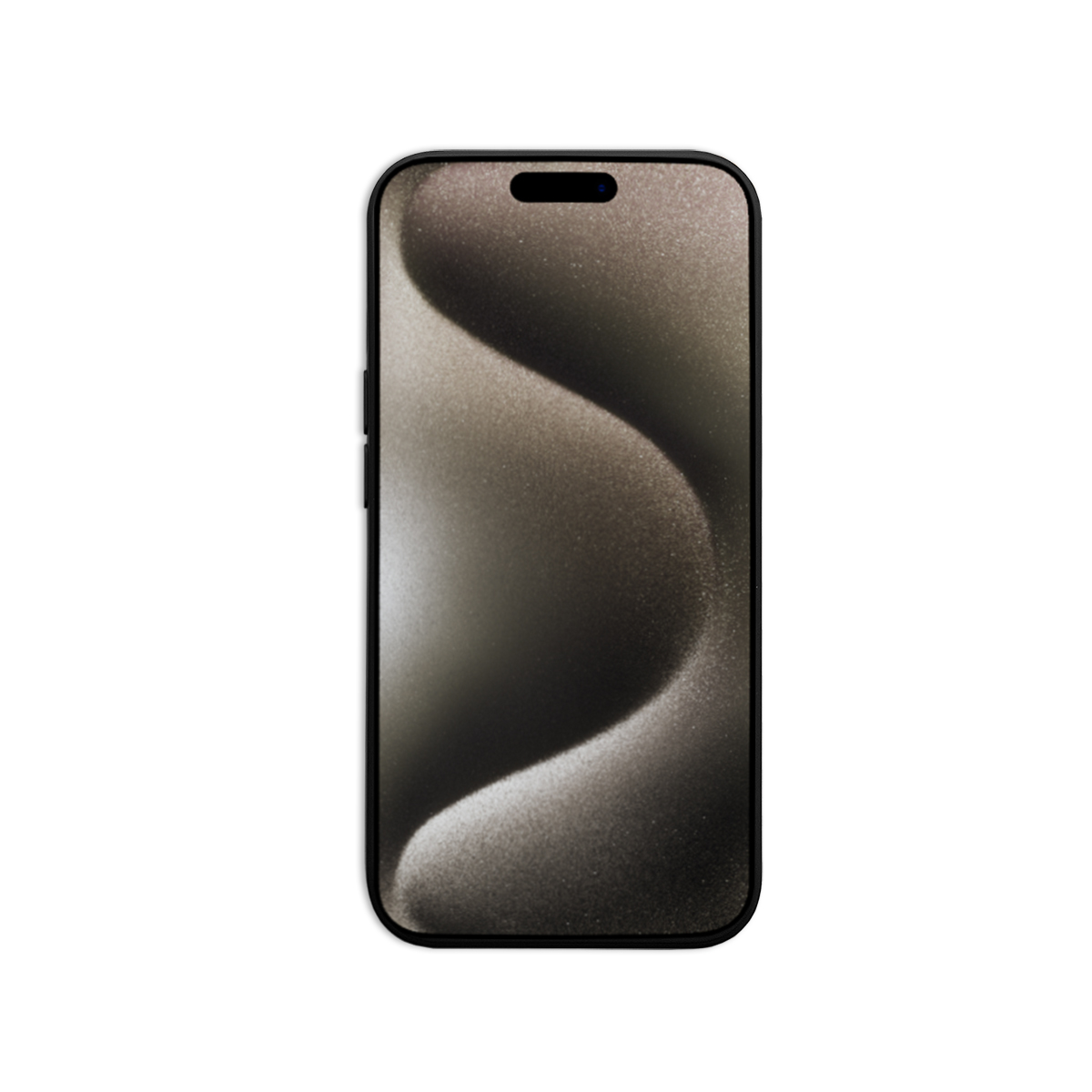 Smartphone mit wellenförmigem Design auf dem Bildschirm, schwarzer Rahmen auf weißem Hintergrund.
