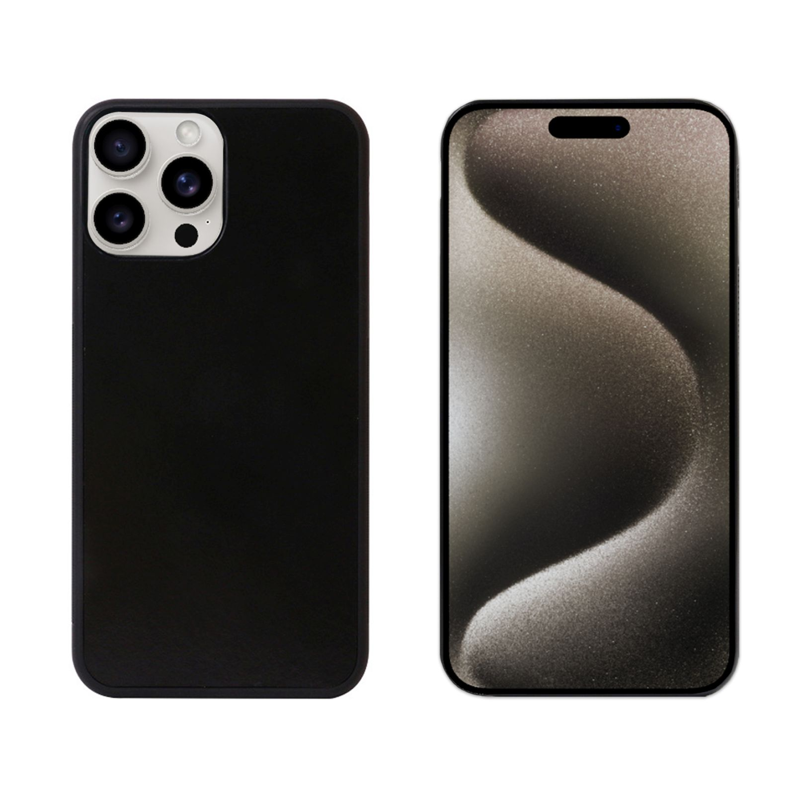 Zwei Telefone: schwarzes Gehäuse links, Displayschutz rechts.