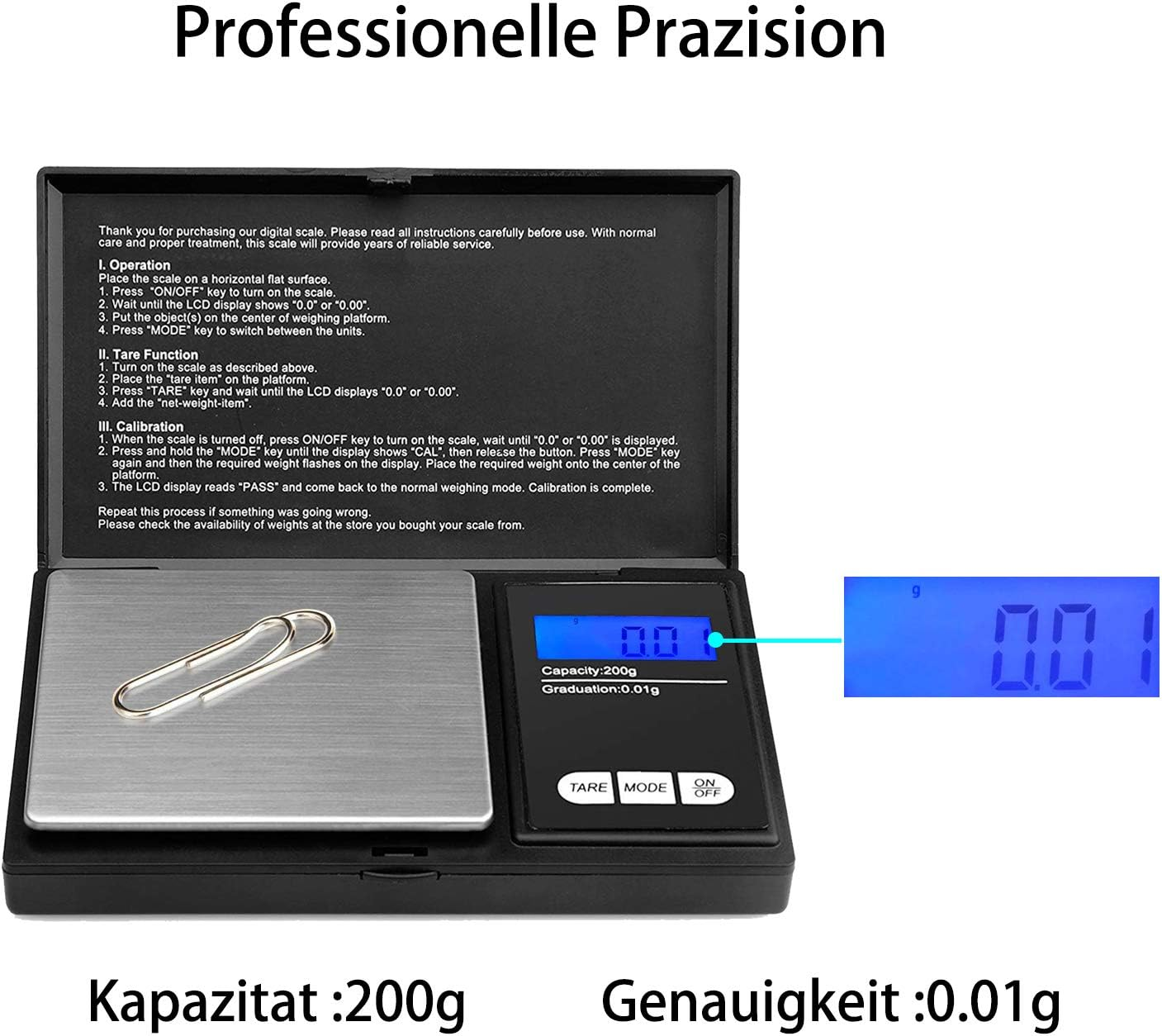 Hochpräziser Tragkraft: ELKUAIE g Küchenwaage (Max. 200 Sensor