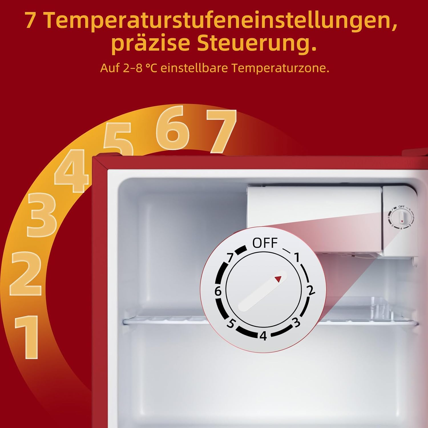 Kühlschrank mm 496 hoch, Rot) (E, CHIQ CSD46D4RE