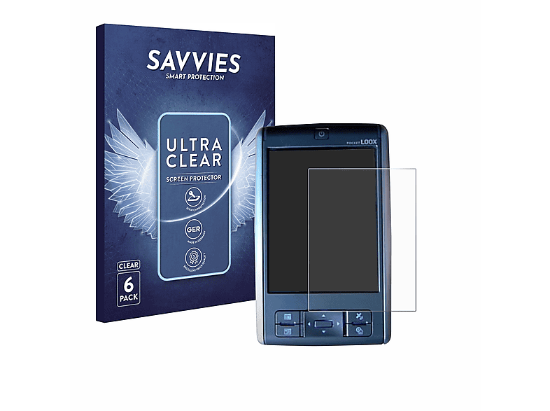 SAVVIES 6x klare Loox Schutzfolie(für Fujitsu Pocket N560) Siemens