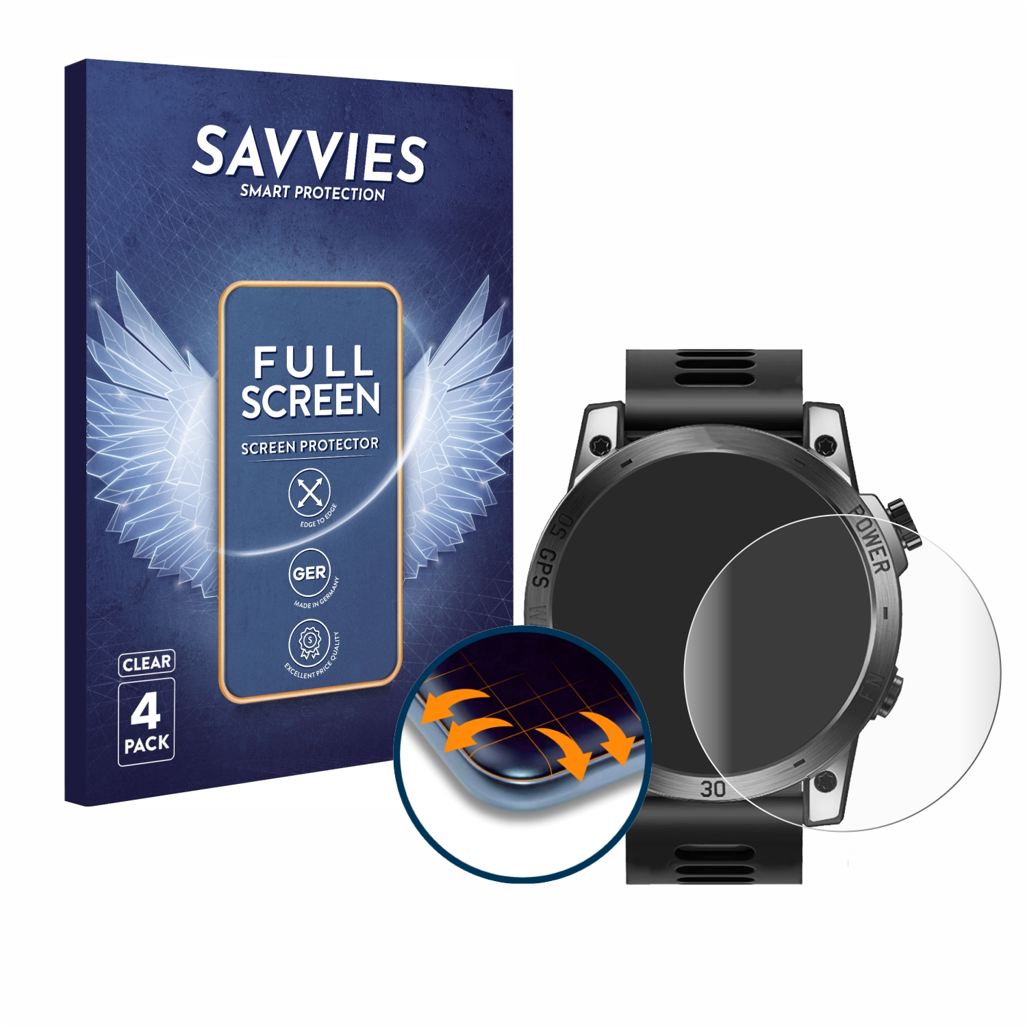 SAVVIES 4x Edge 3) Full-Cover Fit Flex Curved Cross Schutzfolie(für 3D North