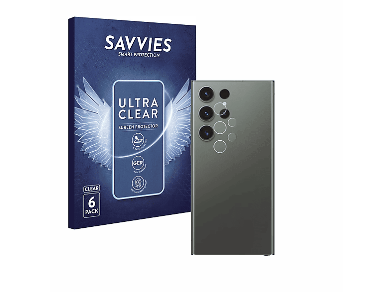 SAVVIES 6x klare Schutzfolie(für Samsung Galaxy S23 Ultra Enterprise Edition)