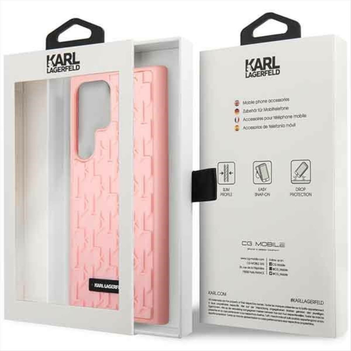 KARL LAGERFELD S23 Hülle, Monogram Galaxy 3D Backcover, Samsung, Pink Ultra, Design