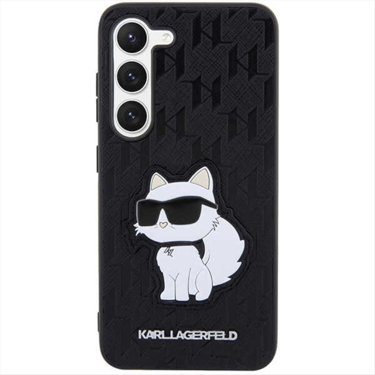 Saffiano Galaxy Design Backcover, Choupette Schwarz Monogram KARL Samsung, LAGERFELD S23, Hülle,