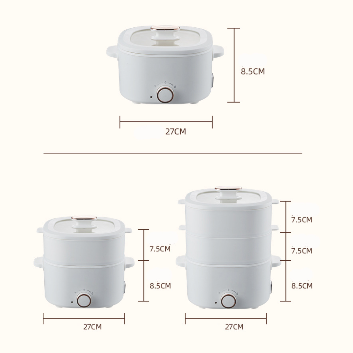 UWOT All-in-One-Dampfgarer: Multifunktional, Dampfgarer, Knopfdruck per Temperaturregelung Weiß) Doppelter Dampfer Watt, (700