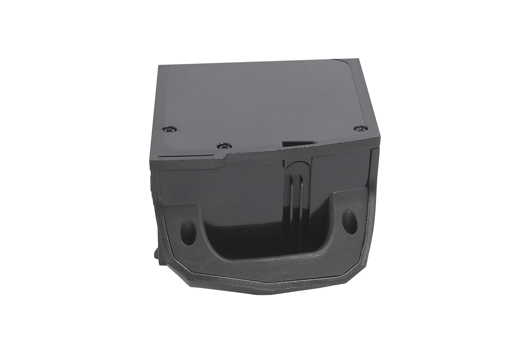 Schwarzes elektronisches Gerät mit Griff.