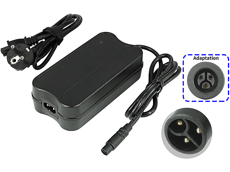 3-poliges 2A 36 Universal, Ladegerät CS080L1002 Elektrofahrräder, für Volt, E-Bike Schwarz POWERSMART