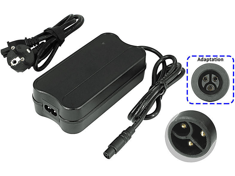 POWERSMART 2A für Elektrofahrrad Akku mit 3-poligem Stecker E-Bike Ladegerät Universal, 36 Volt, Schwarz