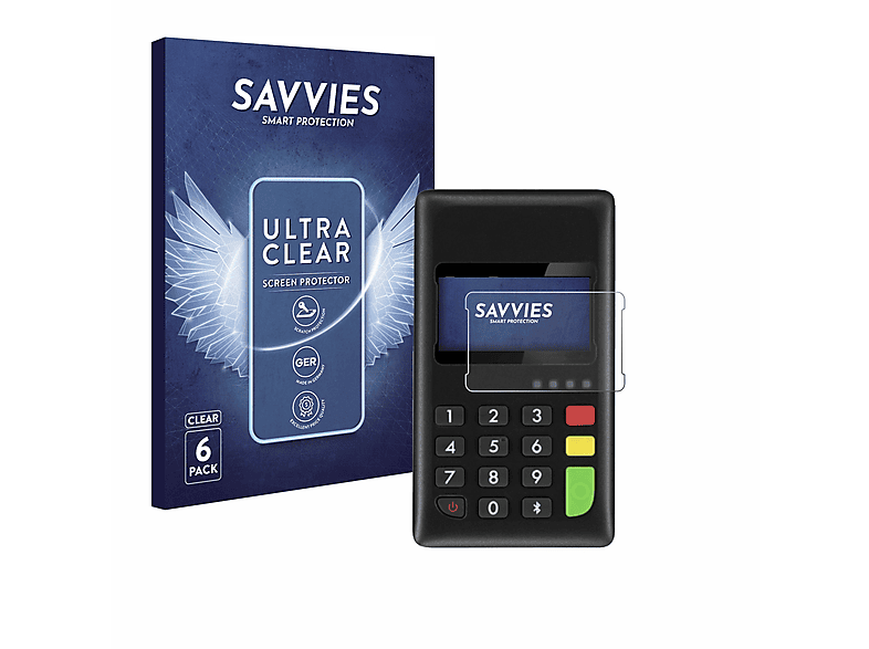 ingenico 6x klare SAVVIES Moby/6500) Schutzfolie(für