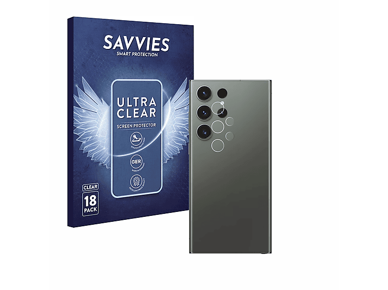 SAVVIES 18x klare Schutzfolie(für Ultra Edition) S23 Enterprise Galaxy Samsung