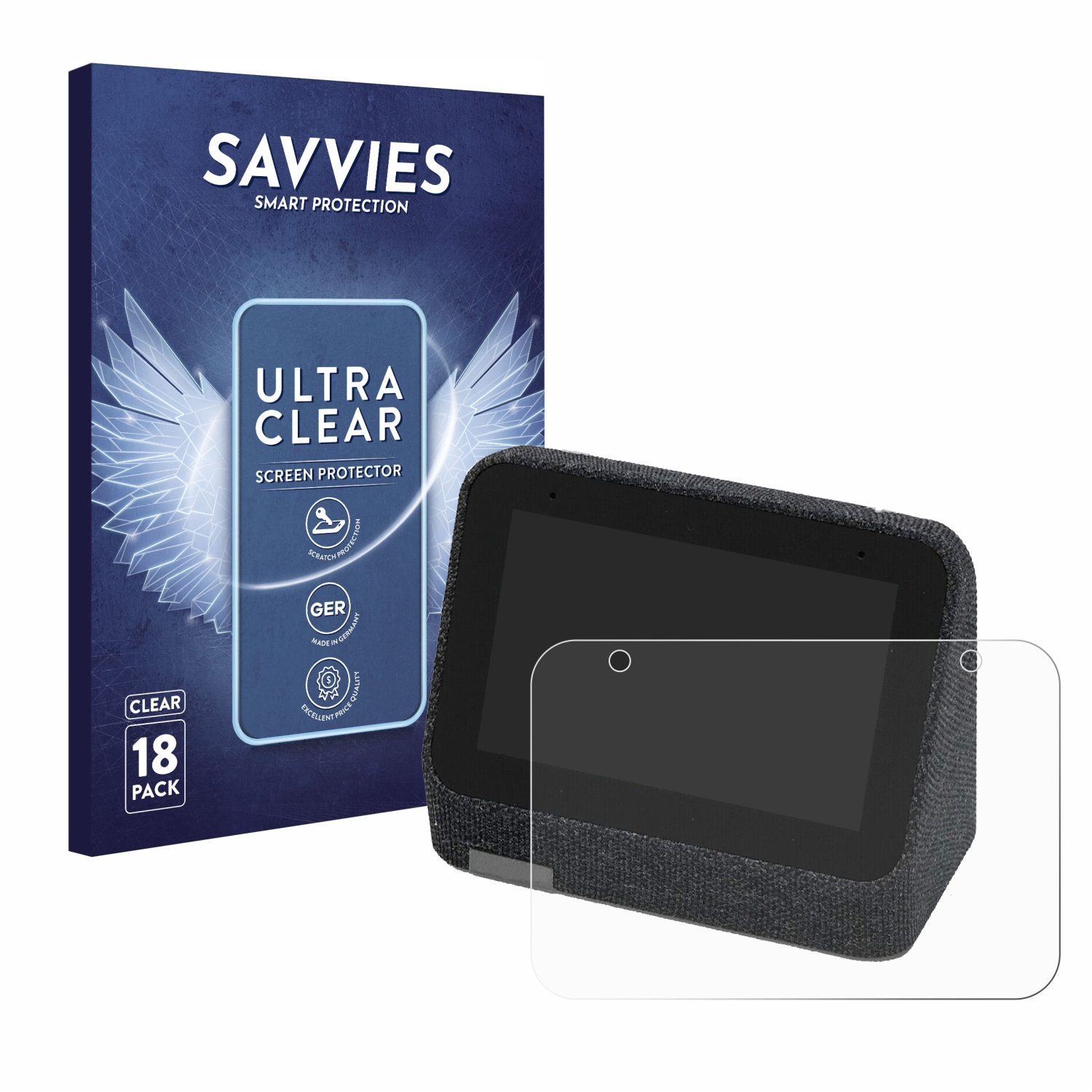 SAVVIES 18x klare Schutzfolie(für Lenovo Smart 2) Clock