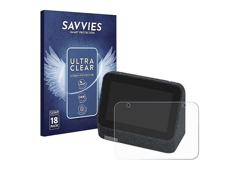 SAVVIES 18x klare Schutzfolie(für Clock Smart Lenovo 2)
