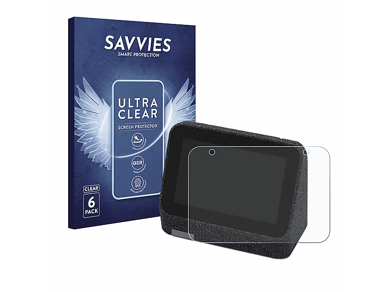 6x Lenovo SAVVIES Smart Clock 2) klare Schutzfolie(für