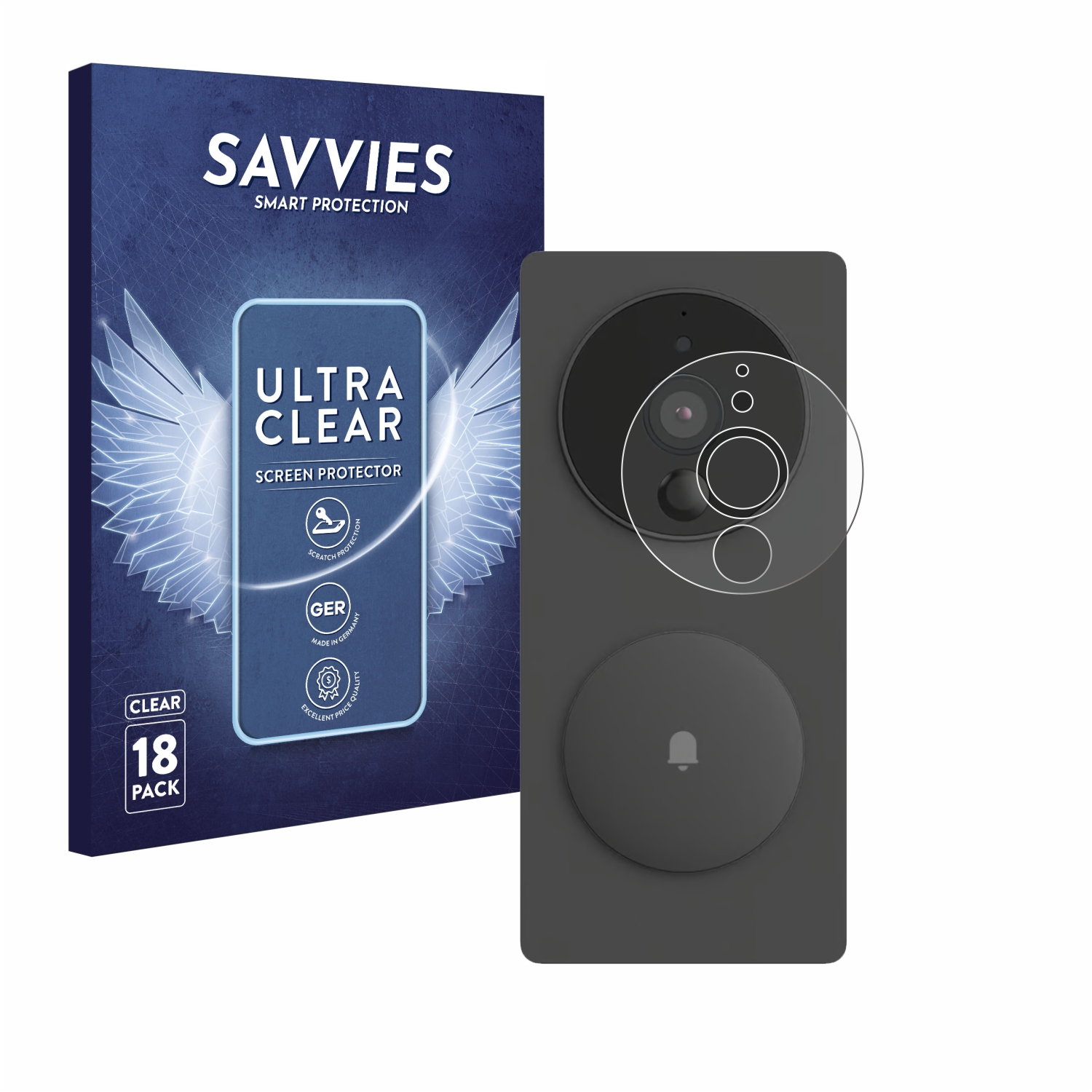 SAVVIES 18x klare Schutzfolie(für Aqara Video-Türklingel SVD-KIT1 G4)) (Smarte