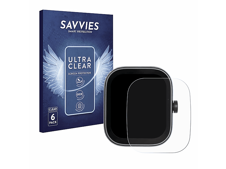 SAVVIES 6x klare Schutzfolie(für Xiaomi Watch Redmi 4)