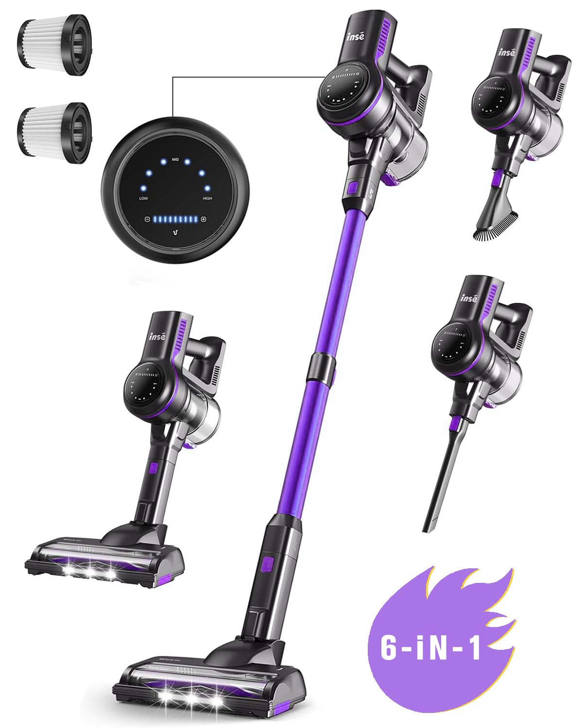18 purple) INSE Leistung: akkuStaubsauger, S7-PURPLE Volt, maximale
