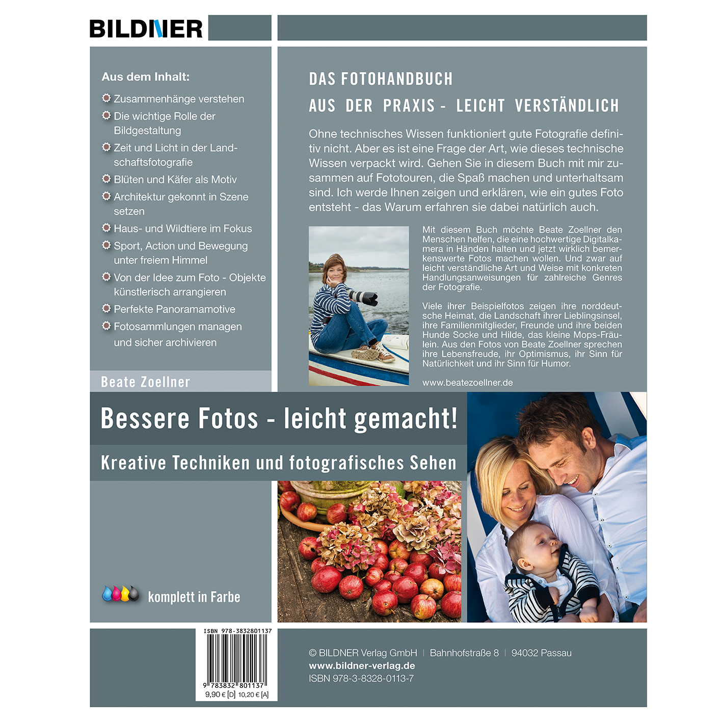 Buchcover mit Bild einer Frau auf einem Boot und Text über Fotografie-Tipps.