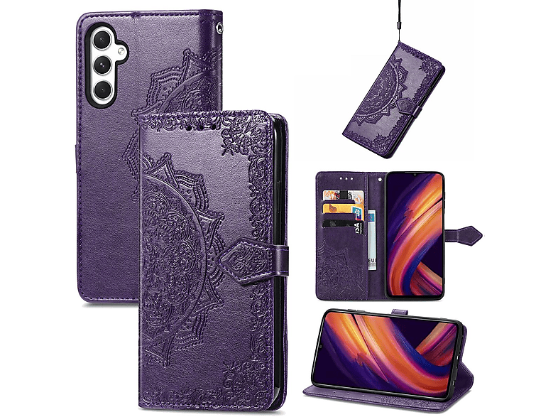 KÖNIG DESIGN Galaxy 5G, Book A25 Samsung, Case, Bookcover, Violett
