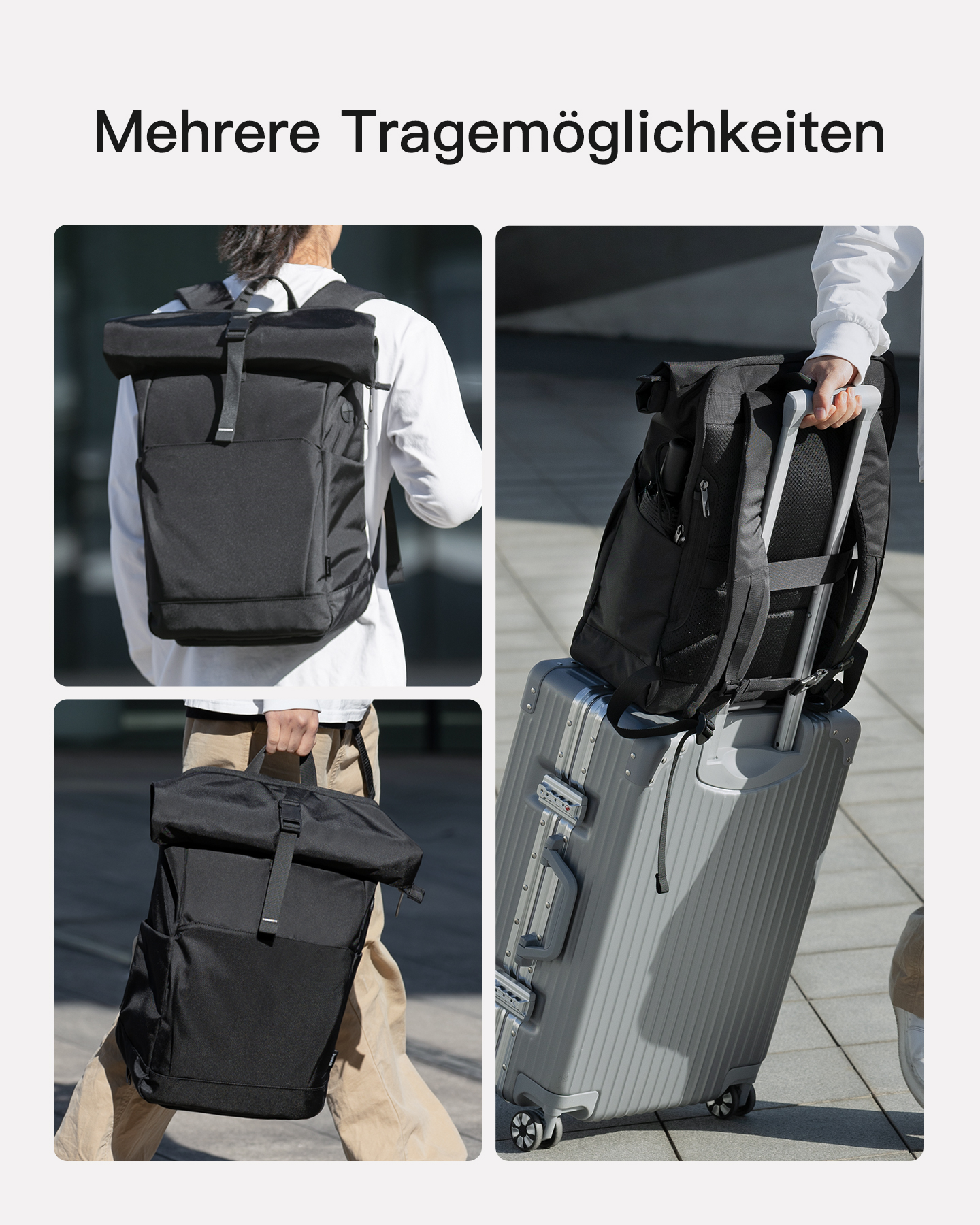 INATECK 30L Rucksack mit BP01007_black für Schuhfach Uni/Pendeln/Freizeit/Arbeit/Sport/Reisen black, separatem Unisex