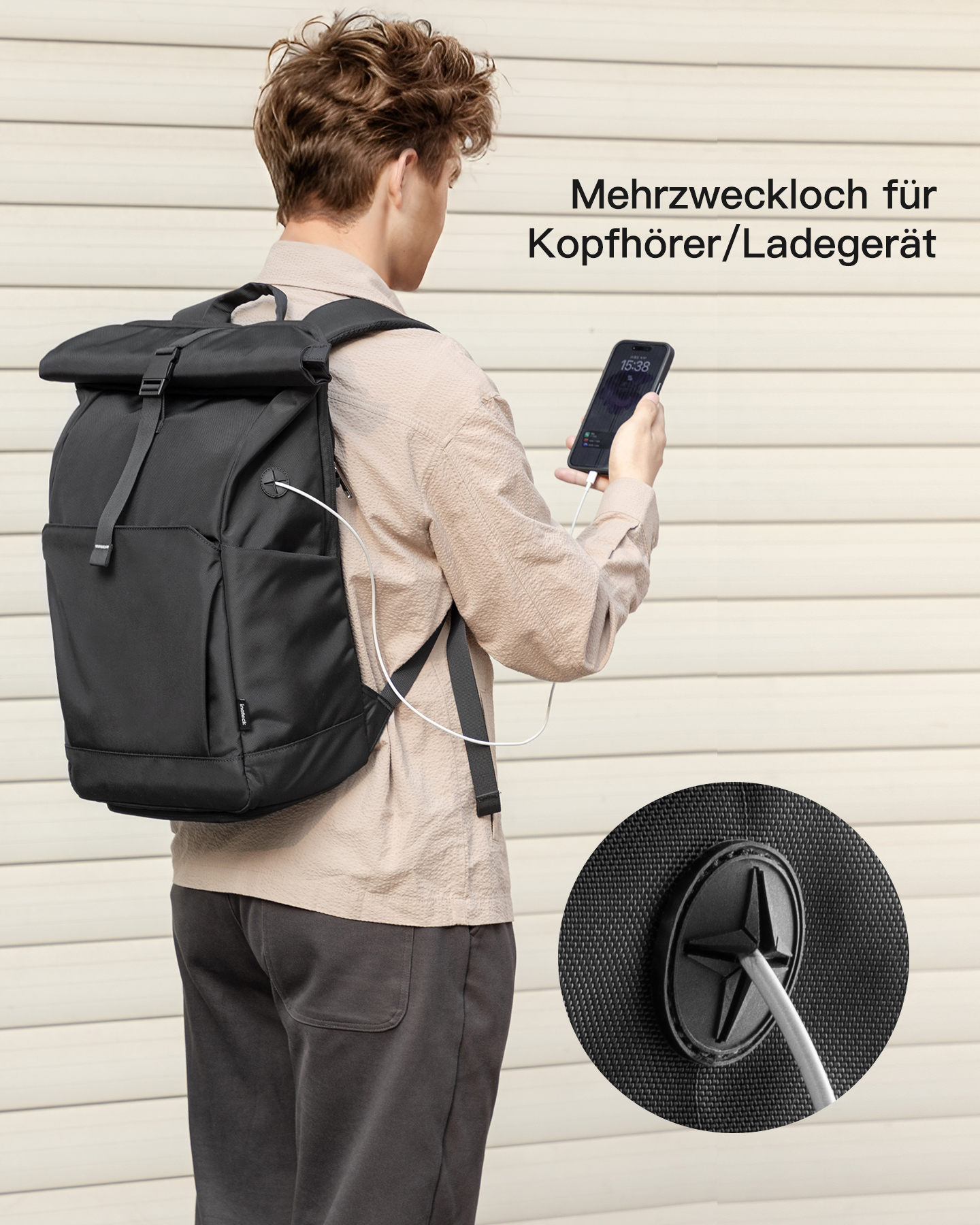 INATECK 30L Rucksack Uni/Pendeln/Freizeit/Arbeit/Sport/Reisen Schuhfach BP01007_black für separatem black, Unisex, mit