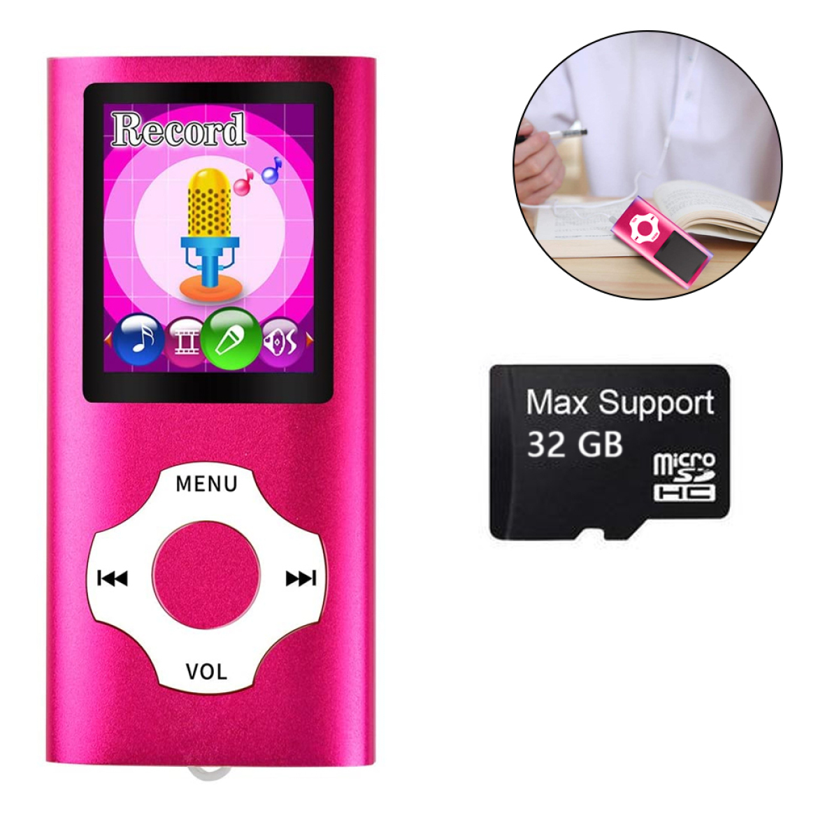 (32 GB, 7 MP3-Player Soundeffekte ELKUAIE Rosa)