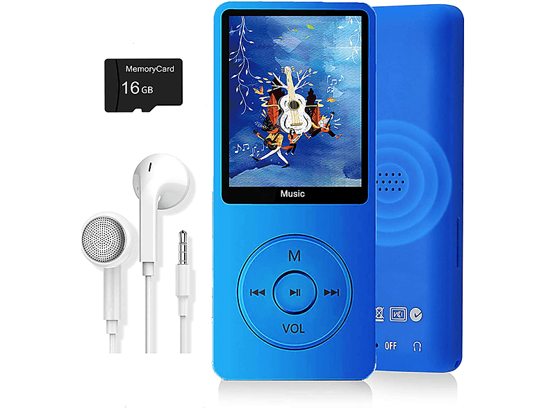 GB, | MP3-Player Micro-SD-Karte Blau) ELKUAIE (16 16 Mit GB SATURN