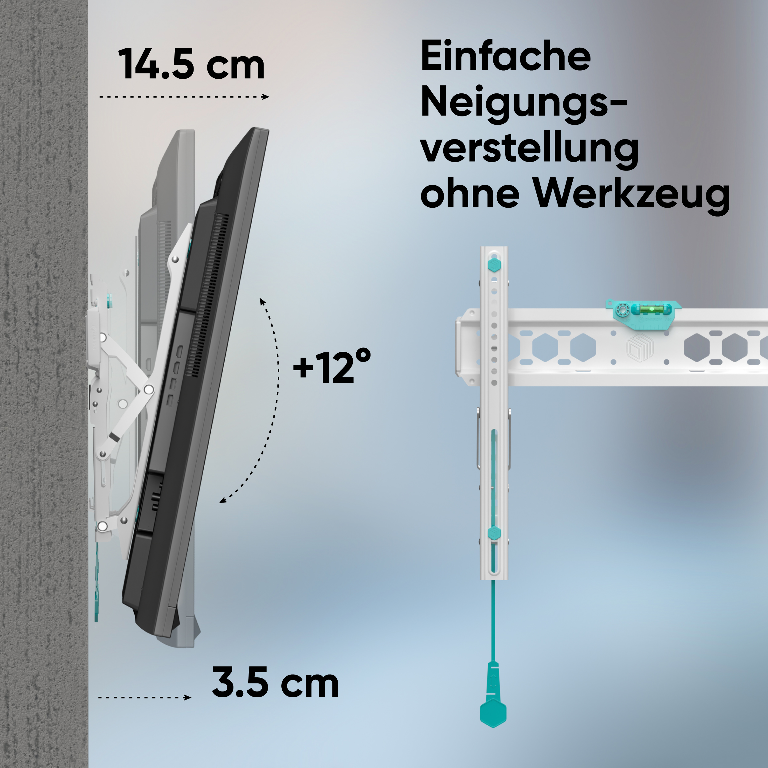 Weiß Wandhalterung, neigbar ONKRON TV Click’n’Pull 32\