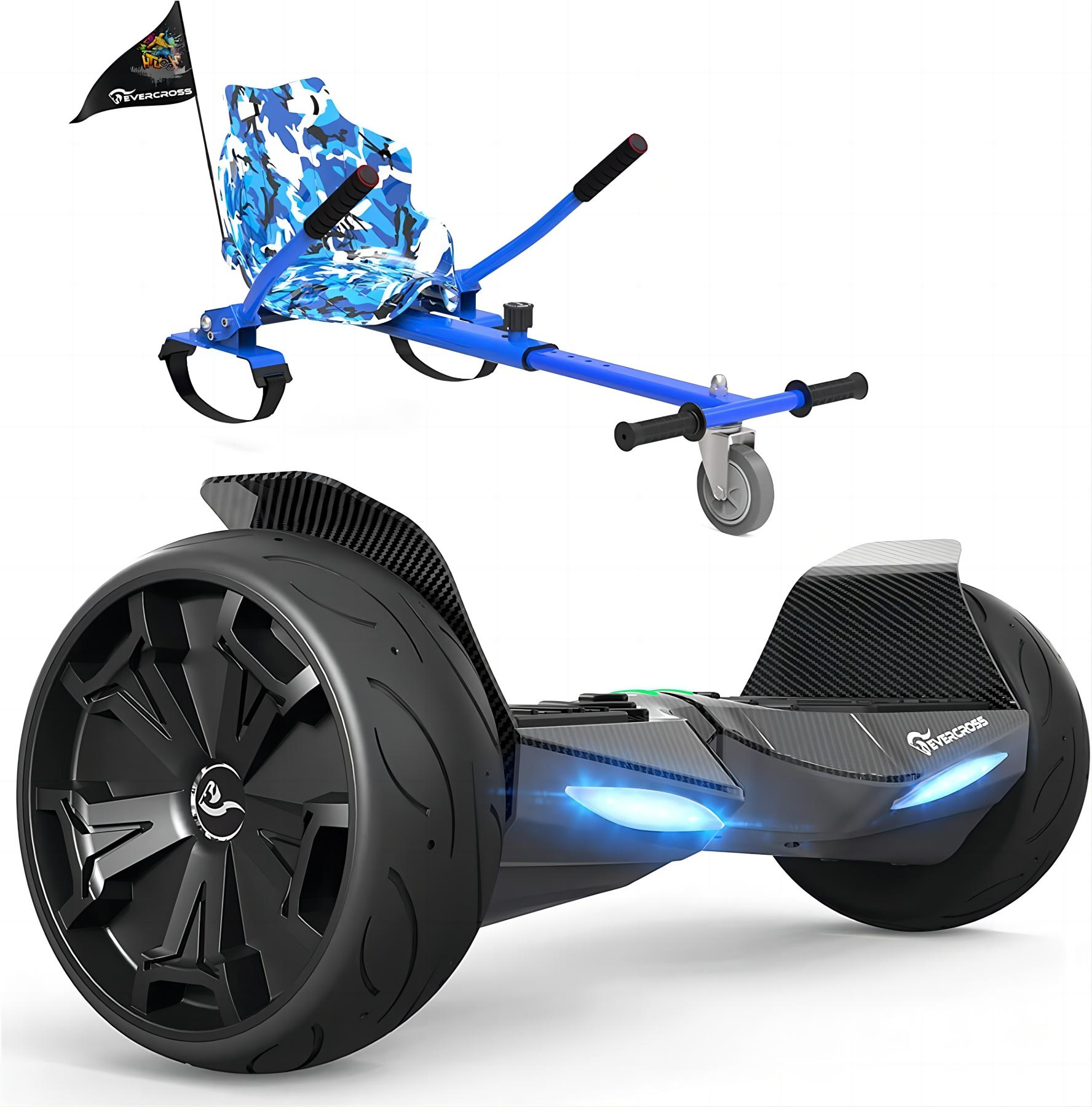 Camouflage-Blau) und mit Sitz Zoll, Hoverboard Kohlenschwarz EV5 EVERCROSS Balance (8,5 Board