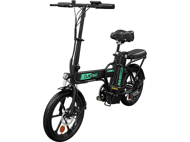 ELEKGO EG05 Herren-Rad, Zoll, Schwarz) (Laufradgröße: 16 302.4Wh, 250W Citybike Faltbar 16