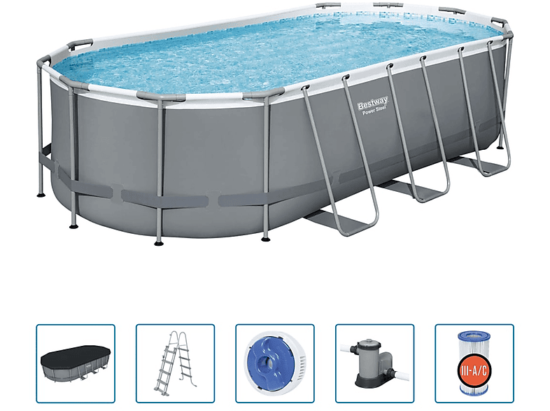 BESTWAY 92826 Pool, Silber