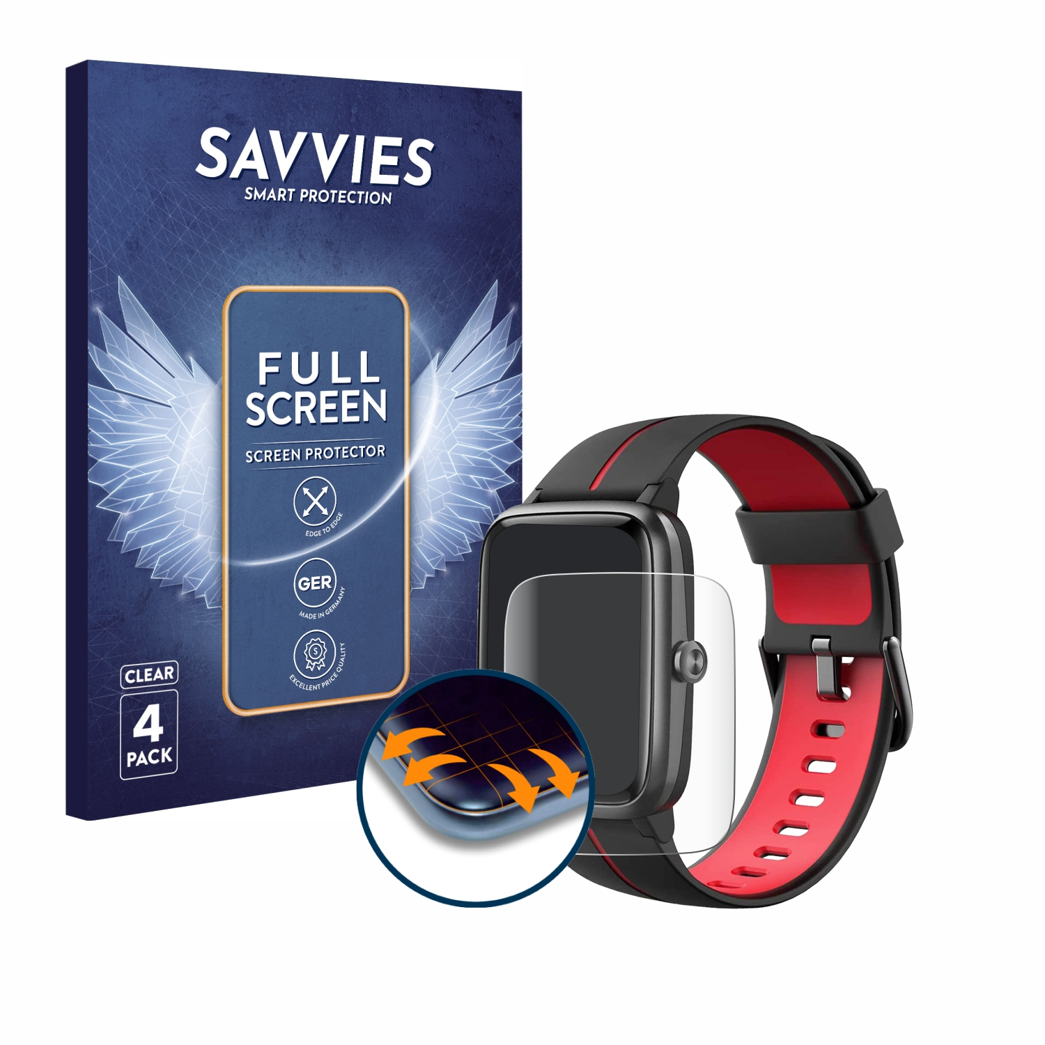 SAVVIES 4x Flex Full-Cover Curved 3D 205G) Schutzfolie(für Fitpolo