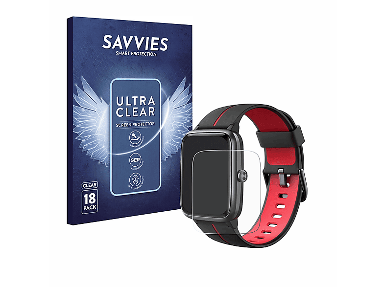 SAVVIES 18x klare Schutzfolie(für Fitpolo 205G) | Smartwatch Schutzfolien & Gläser