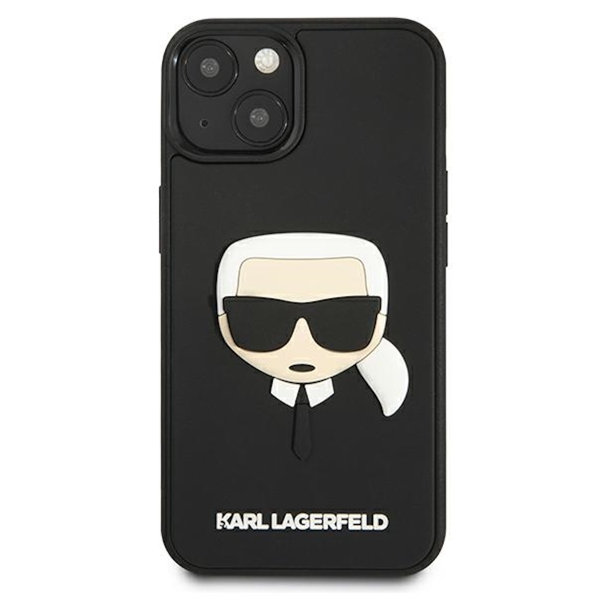 Custodia nera per telefono con design Karl Lagerfeld.