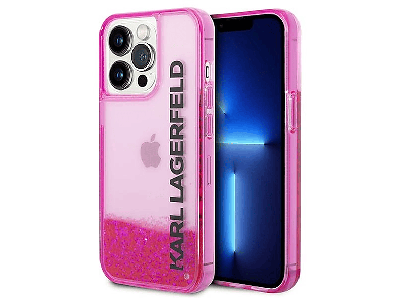 KARL LAGERFELD Liquid Glitter Elong Design Case, Backcover, Apple, iPhone 14 Pro, pink