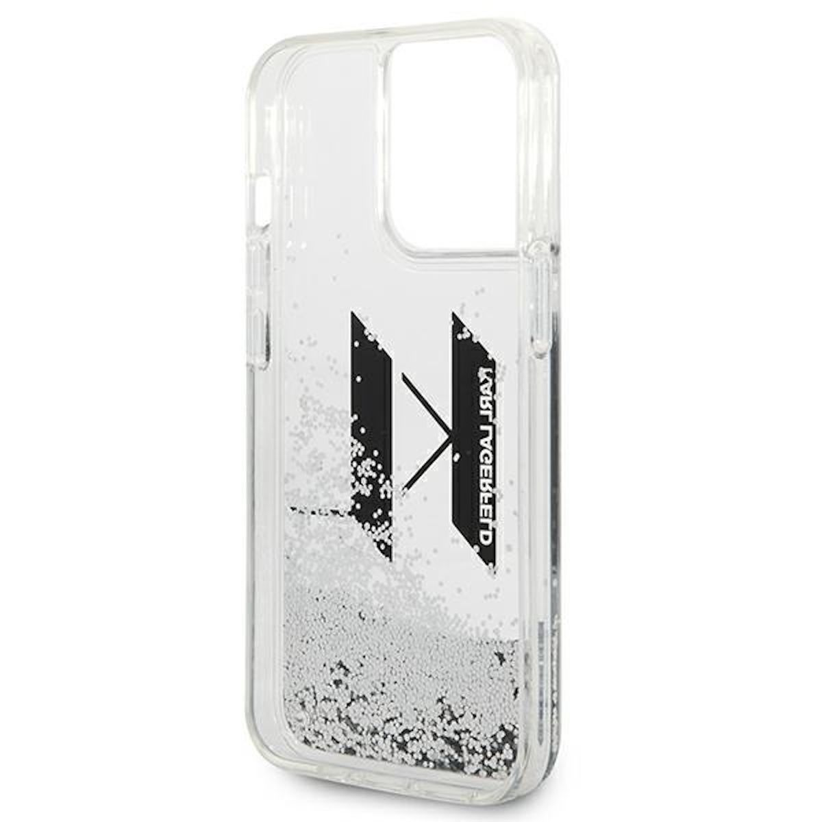 Glitter KL Pro, Backcover, Hülle, Apple, Liquid KARL 14 LAGERFELD Big iPhone Design Silber