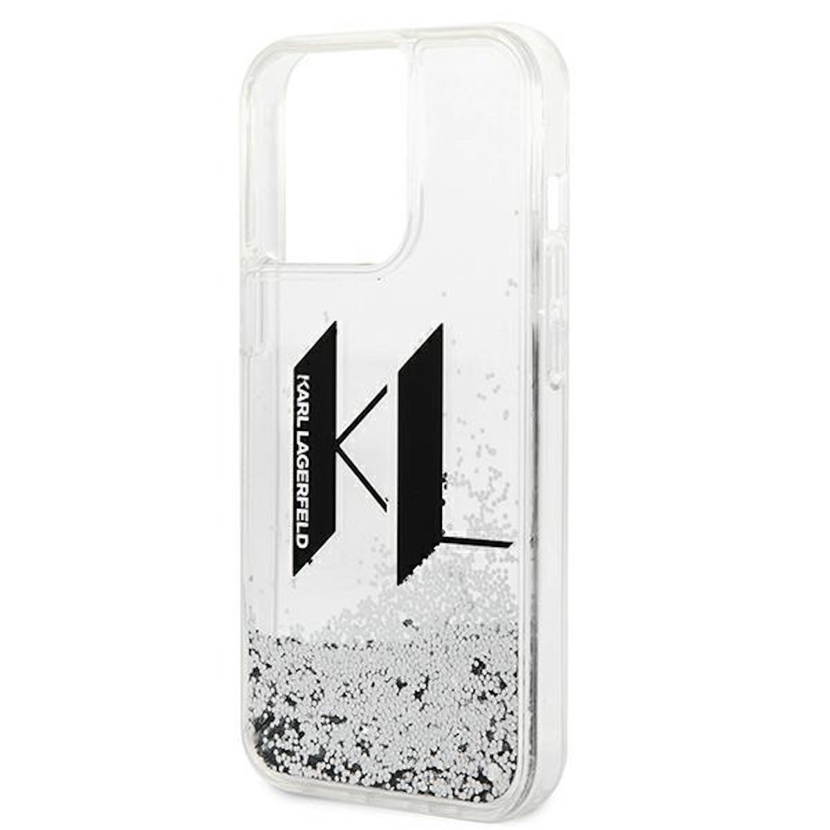 Big Glitter Design Liquid Hülle, Apple, 14 iPhone Pro, Backcover, LAGERFELD Silber KARL KL