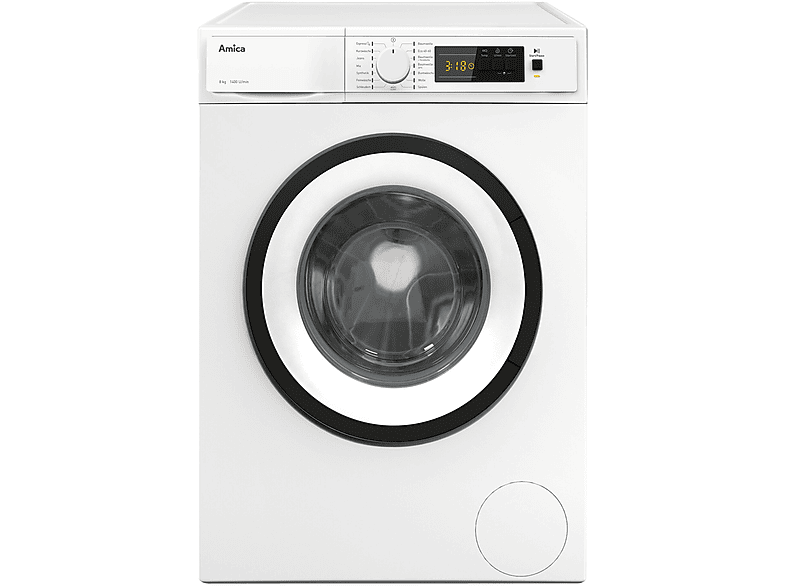 AMICA Waschmaschine 8kg Startzeitvorwahl Aqua Stopp bürstenloser Motor Waschmaschine (8 kg, B)