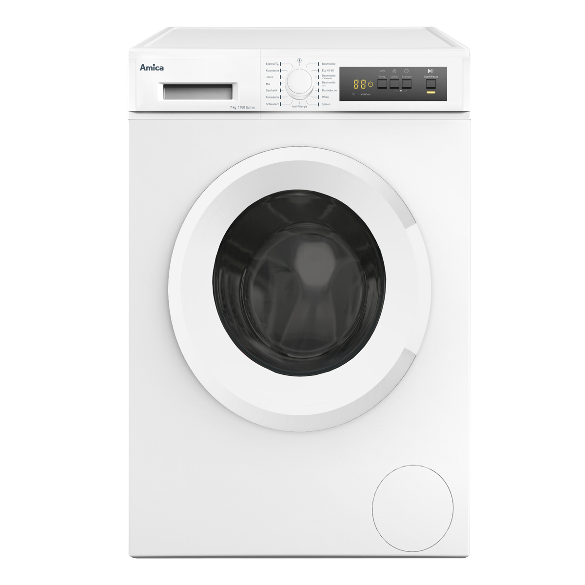 Frontlader (7 Weiß Aqua U/Min Waschmaschine kg, Stopp Startzeitvorwahl 1400 Waschmaschine AMICA 7kg D)