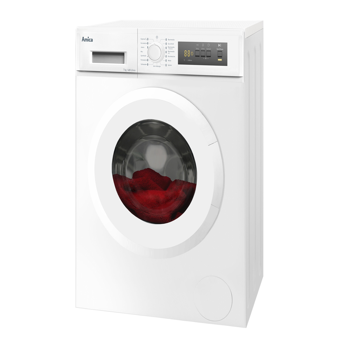 Frontlader (7 Weiß Aqua U/Min Waschmaschine kg, Stopp Startzeitvorwahl 1400 Waschmaschine AMICA 7kg D)