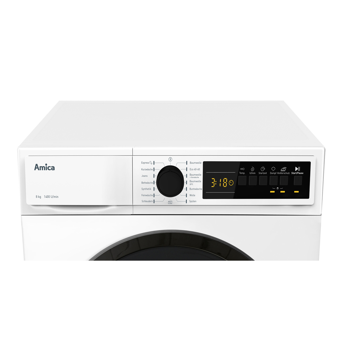 A) (8 8kg AMICA Aqua Waschmaschine Waschmaschine kg, Stopp Motor bürstenloser Startzeitvorwahl EEK:A