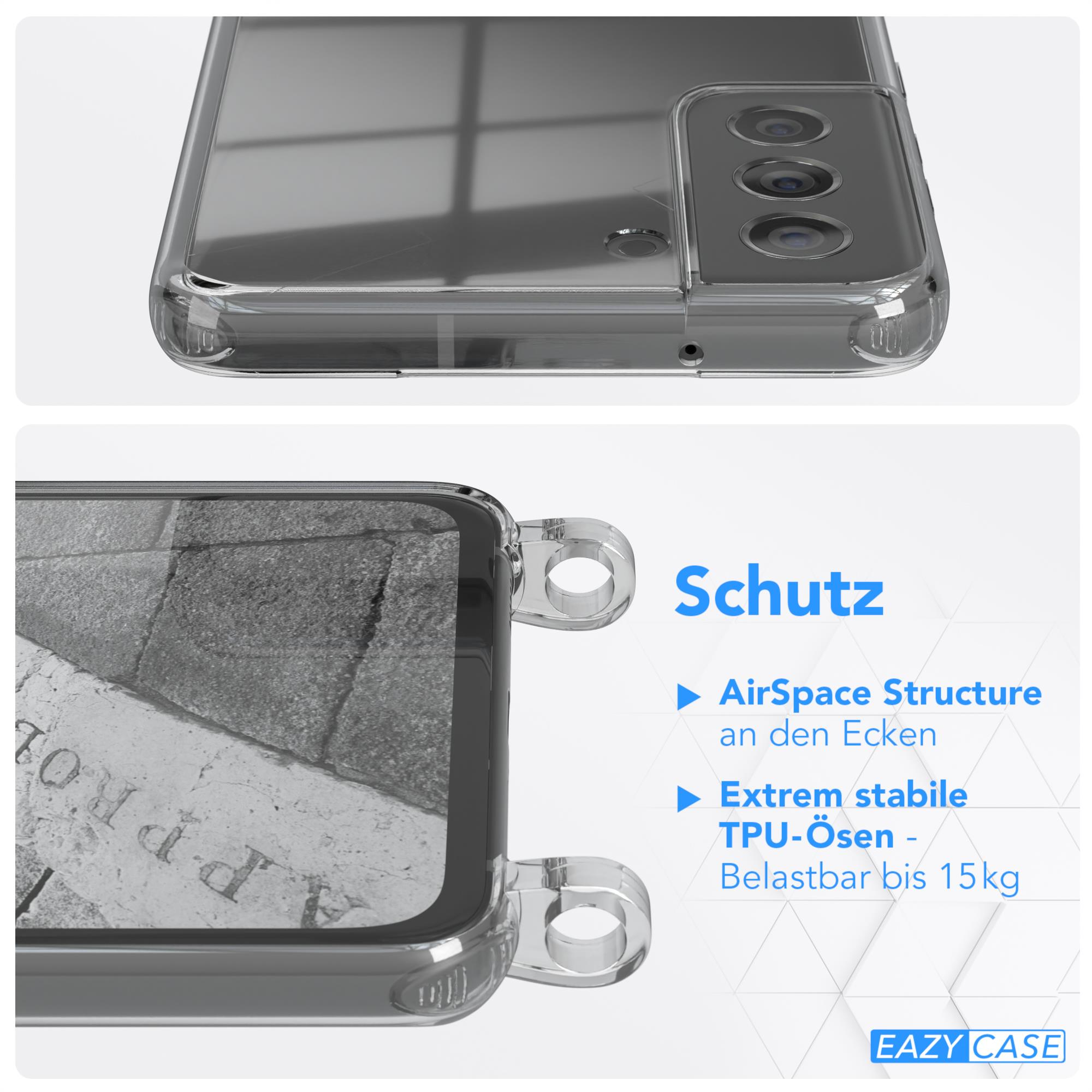 Cover CASE Galaxy S21 Umhängetasche, Umhängeband, Samsung, Clear mit EAZY Anthrazit FE 5G,