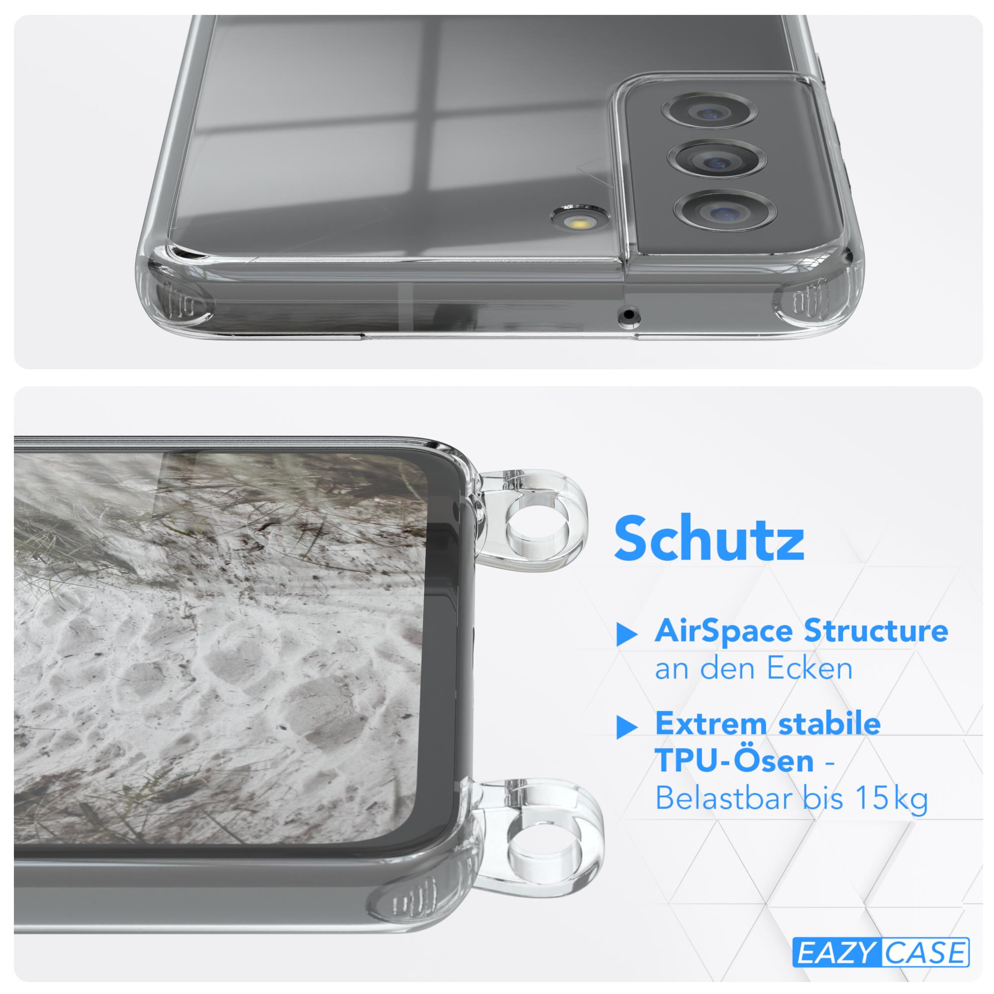EAZY CASE Clear Cover mit Umhängetasche, Taupe Umhängeband, S21 Samsung, Beige Galaxy 5G, FE
