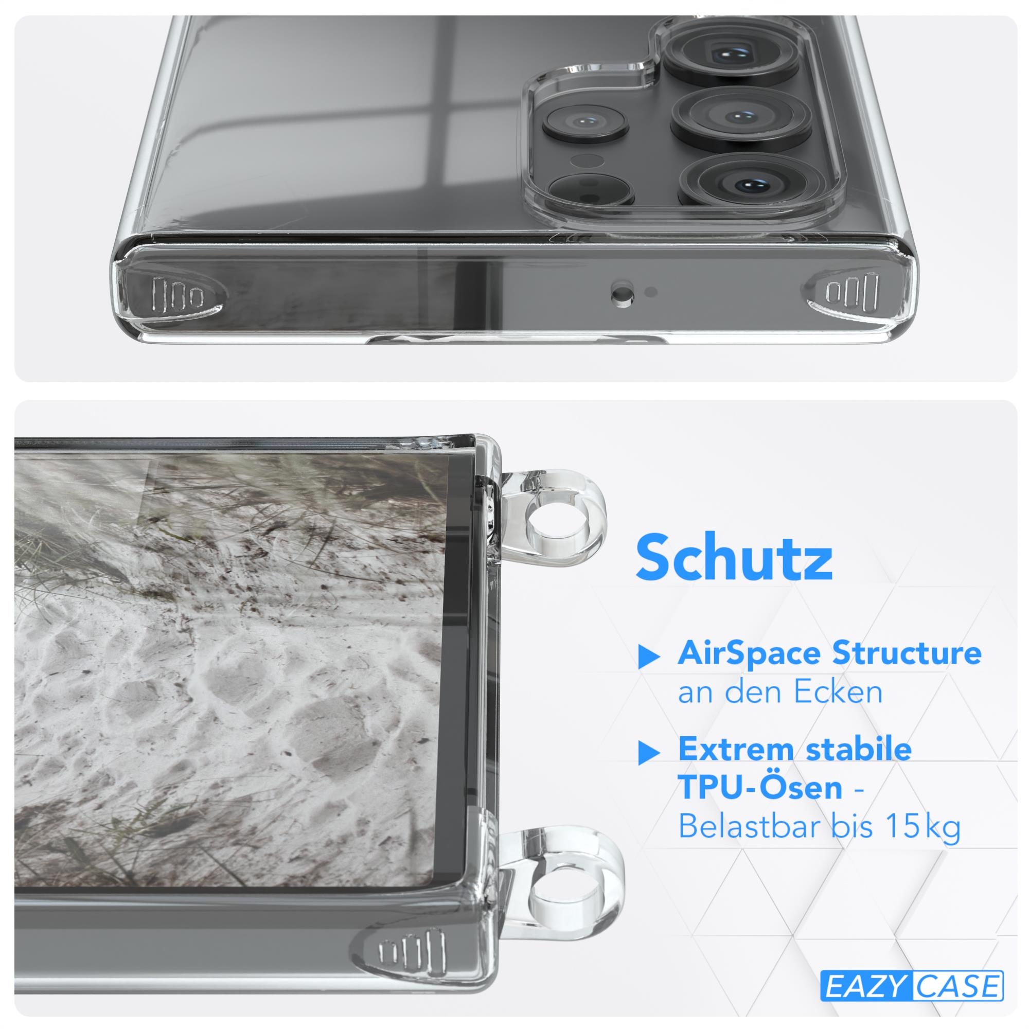 EAZY CASE Clear Cover mit Beige Samsung, Taupe Umhängeband, S23 Umhängetasche, Galaxy Ultra