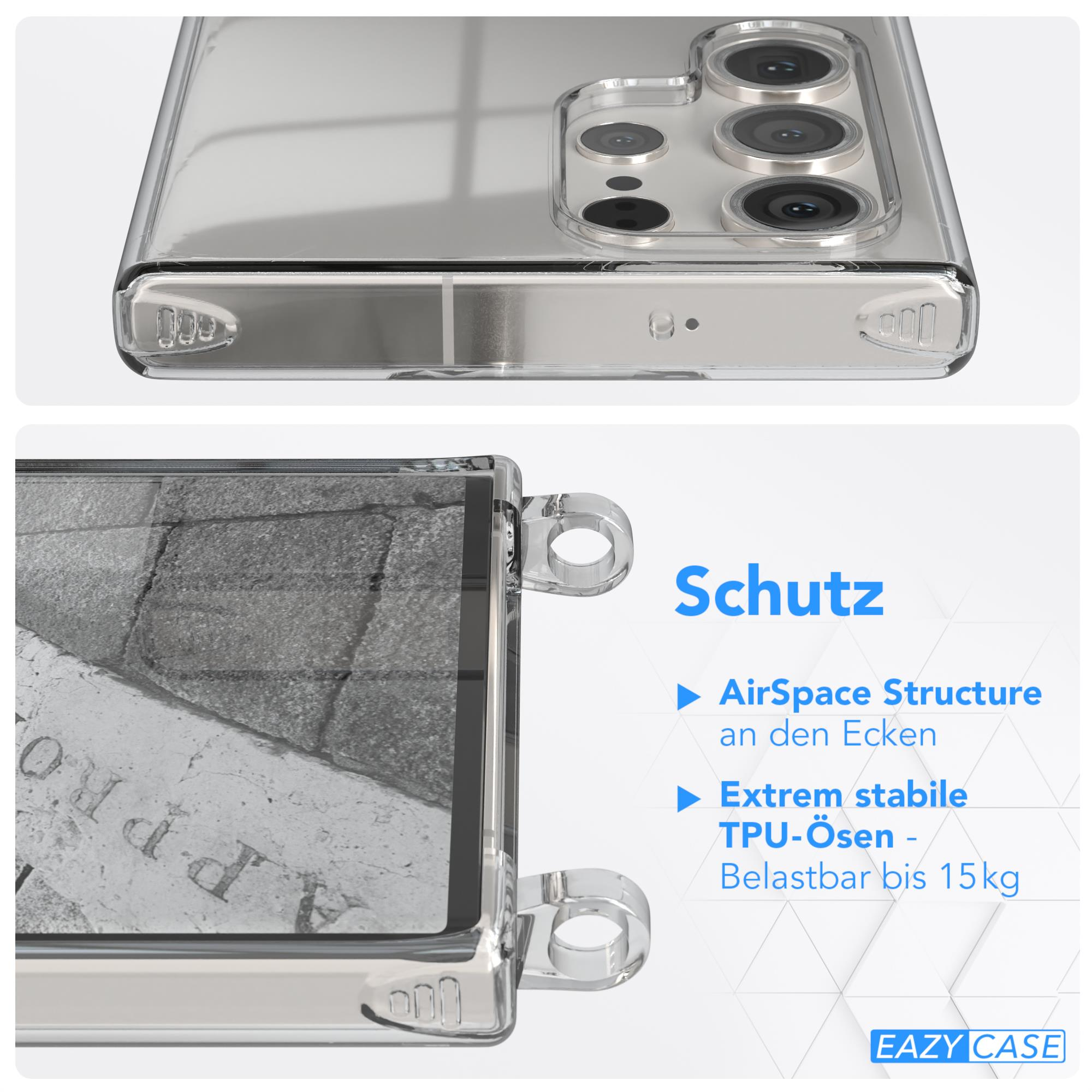EAZY CASE Clear Cover mit Ultra, Weiß Samsung, Hellgrau S23 Umhängetasche, Umhängeband, Galaxy