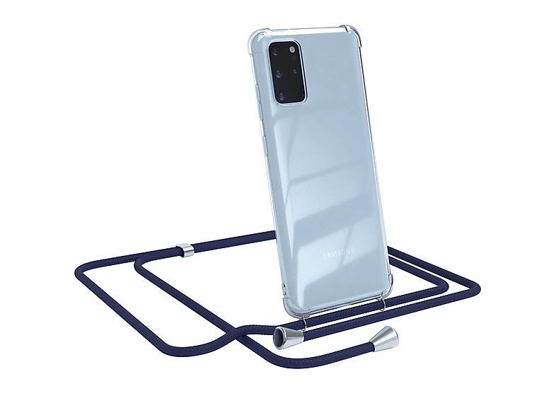 EAZY CASE Clear Cover mit S20 Umhängetasche, Plus Silber Umhängeband, Plus S20 Clips 5G, / / Galaxy Samsung, Blau